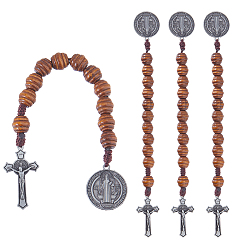 Черный Цвет Металла 4шт. деревянные бусины для подвесного декора, Декоративный кулон в виде святого Бенедикта и креста., металлический черный , 197 мм