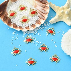 Красный Латунь эмаль подвески, крабовые прелести, без кадмия и без свинца, стойки покрытие, долговечный, с целью перехода в кольце, красные, 18.5x23x3.5 мм, отверстие : 3 мм