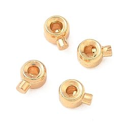 Настоящее золото 18K Зажимные бусины из латуни, круглые, реальный 18 k позолоченный, 4.5x3.2x2.5 мм, отверстие : 1 мм