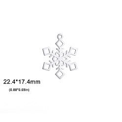 Снежинка Рождественские подвески из нержавеющей стали, не тускнеющие, цвет нержавеющей стали, снежинка, 22.4x17.4 мм