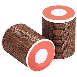 Café 2 s'enroule autour d'un cordon en polyester ciré, cordon ciré taiwan, cordon torsadé, café, 1mm, environ 12.02 yards (11m)/rouleau