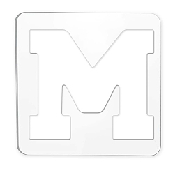 Letter M Акриловая серьга ручной работы шаблон, трафареты для резки кожи, квадратный, Шаблон письма, letter.m, 15.2x15.2x0.4 см