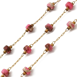 Камелия 304 плоские круглозвенные цепи из нержавеющей стали, несварные, с бусинами ангелита, реальный 18 k позолоченный, с катушкой, камелия, 2x0.5x0.1 мм, 5 м / рулон