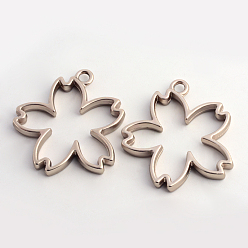 Кофейно-Золотой Матовая стойка из сплава сакура, подвески с открытой спиной, для diy уф смолы, эпоксидная смола, Прессованные цветочные украшения, без кадмия, без никеля и без свинца, кофе золотой, 31.5x30x3.5 мм, отверстие : 2.8 мм