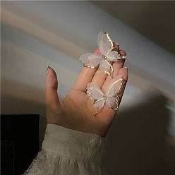 Белый Серьги-гвоздики из сплава с бабочками, золотые, белые, 32x39 мм