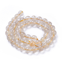 Rutilated Кварц Природного золота Rutilated кварцевые нити бисера, круглые, 9~9.5 мм, отверстие : 1.2 мм, около 44 шт / нитка, 15.55 дюйм ~ 15.74 дюйм (340 см)