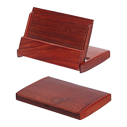 Saddle Brown Wood Business Cards Stroage Box, Rectangle, Saddle Brown, 105x69x14mm