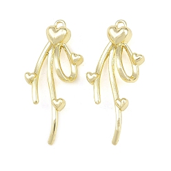Golden Alloy Pendants, Heart Tassel Charms, Rack Plating, Cadmium Free & Lead Free, Golden, 31x13x6mm, Hole: 1.4mm