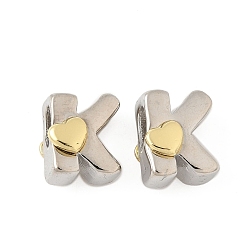 Letter K Латунные бусины, без кадмия и без свинца, платиной и золотом, Письмо K, 11x9x7.5 мм, отверстие : 5x4 мм
