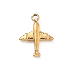 Golden 304 Stainless Steel Charms, Airplane Charms, Golden, 10x8x2mm, Hole: 1mm