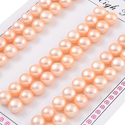 Pink Сорт 6бусины из натурального культивированного пресноводного жемчуга, половине просверлил, полукруглые бусины, розовые, 7.5~8x5.5 мм, отверстие : 1 мм