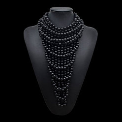 Черный Многослойные ожерелья-нагрудники из круглых деревянных бусин для женщин, чёрные, 14.96 дюйм (38 см)