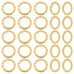 Antique Golden 50Pcs Tibetan Style Brass Link Rings, Flat Round with Roman Numerals, Antique Golden, 16x1mm, Inner Diameter: 12mm