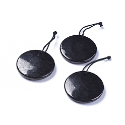 Шунгит Кулоны из натурального шунгита, плоско-круглые, 35x6 мм, отверстие : 1.8 мм