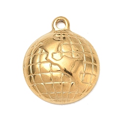 Golden 304 Stainless Steel Pendants, Globe Charms, Golden, 18.5x15.5x4.5mm, Hole: 2mm