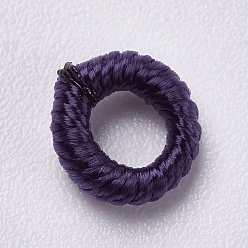 Indigo Polyester Cord Beads, Ring, Indigo, 6~6.5x1.5mm, Hole: 3mm