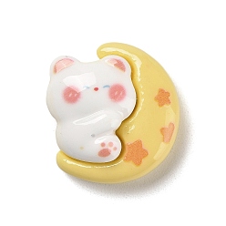 Gold Opaque Resin Cabochons, Cartoon Sleeping Bear, Gold, 25x23.5x10mm