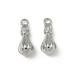 Платинированный Подвески из латуни с микропаве из прозрачных кубических цирконий с рифленой отделкой, долговечный, слеза, Реальная платина, 15.5x6x5.5 мм, отверстие : 1.6 мм