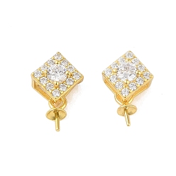 Прозрачный 925 подвески в виде колышков из стерлингового серебра с микропаве и кубическим цирконием, ромб, прозрачные, 12x7.5x5.5 мм, отверстие : 3x4 мм, штифты : 0.7 мм