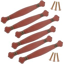 Brown PU Leather Drawer Handles, for Cabinet Drawer Straps Replacement Accessories, Brown, 160x27x4mm, Hole: 6.5mm, 22.5x13mm, 24x7.5mm
