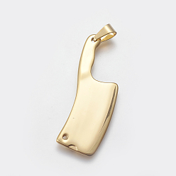 Золотой 304 из нержавеющей стали большие кулоны, кухонный нож, золотые, 52.5x19x2.5 мм, отверстия : 2 mm и 4x6 мм