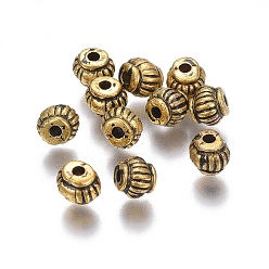 Античное Золото Пластиковые гофрированные бусины ccb, барабан, античное золото , 5x4 мм, отверстие : 1 мм