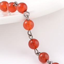 Натуральный Агат Ручной работы природных Агат бусы цепи для ожерелья браслеты решений, с бронзовым тоном латуни, несварные, 39.4 дюйм, около 84 шт / нитка