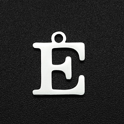 Letter E Не тускнеющие 201 подвески из нержавеющей стали, лазерная резка, буквы, цвет нержавеющей стали, letter.e, 12x9.5x1 мм, отверстие : 1.5 мм