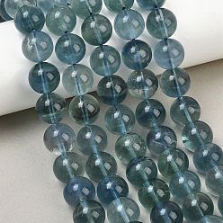 Fluorite Natural Blue Fluorite Beads Strands, Smooth Round, 12mm, Hole: 1mm, about 32pcs/strand, 15.83''(40.2cm)