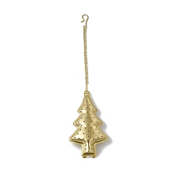 Golden Christmas Tree Loose Tea Infuser, with Chain & Hook, 304 Stainless Steel Mesh Tea Ball Strainer, Golden, 190x3mm