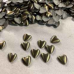 Antique Bronze Aluminum Hotfix Iron On Rivets, Flat Back Studs, Heart, Antique Bronze, 8x8mm