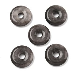 Silver Sheen Obsidian Подвески в виде пончика мира из обсидиана с натуральным серебристым блеском, прелести пи-диска, 25~25.5x5.5~6 мм, отверстие : 5.5 мм