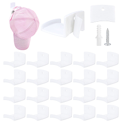 White ABS Baseball Cap Hook, White, 50x45.5x33mm, Hole: 5mm