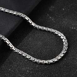 Нержавеющая Сталь Цвет 201 ожерелья из нержавеющей стали с цепочкой-коробкой для мужчин, цвет нержавеющей стали, 17.72 дюйм (45 см), 4 мм