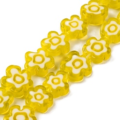 Золотистый Handmade millefiori lampwork beads strands, слива, золотые, 9.5x10.5x3.5 мм, отверстие : 0.8 мм, около 35 шт / нитка, 14.17'' (36 см)