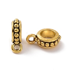 Antique Golden Tibetan Style Alloy Tube Bails, Loop Bails, Flat Round, Antique Golden, 11x8x3.5mm, Hole: 1.4mm, Inner Diameter: 4.7mm, 2222pcs/1000g