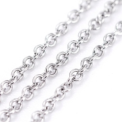 Stainless Steel Color 304 Stainless Steel Cable Chains, Soldered, Oval, Stainless Steel Color, 1.5x1.2x0.3mm