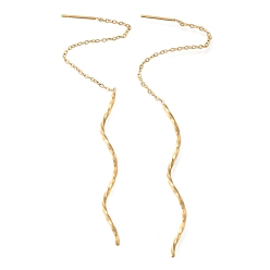 Настоящее золото 18K Ионное покрытие (ip) 304 серьги-гвоздики из нержавеющей стали, линия очарования, реальный 18 k позолоченный, 107x6.5 мм