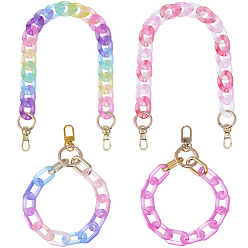 (52) Непрозрачная лаванда 4шт 4 цвета сумка цепочка ремни, с акриловыми бусинами и пружинными кольцами из легкого золотого сплава, для аксессуаров для замены сумок, разноцветные, 310~435 мм, 1 шт / цвет