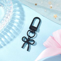 Черный Литые украшения подвесные, с застежками из сплава с поворотными карабинами, бантом, чёрные, 53 мм