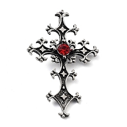 Античное Серебро Сплавочные подвески тибетского стиля, со стразами, крест прелести, античное серебро, 49x30.5x5 мм, отверстие : 7.5x4 мм