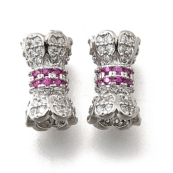 Платинированный Латунные микро проложить кубического циркония бусы, без кадмия, без никеля и без свинца, цветок, Реальная платина, 6x10.5 мм, отверстие : 1.2 мм