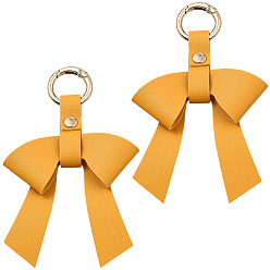 Золотистый Брелок из искусственной кожи и сплава с бантом, золотые, 120 мм