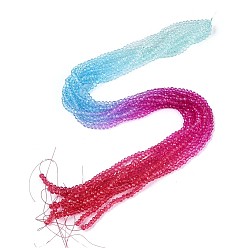 Небесно-голубой Нить стеклянных бусин прозрачного градиента цвета, сегментированные разноцветные бусины, рондель, граненые, голубой, 3 мм, около 134~140 шт / нитка, 13.39~13.98 дюйм (34~35.5 см)