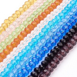 Mixed Color Handmade Glass Glass Beads, Faceted Rondelle, Mixed Color, 8x6mm, Hole: 1mm, about 68~70pcs/strand