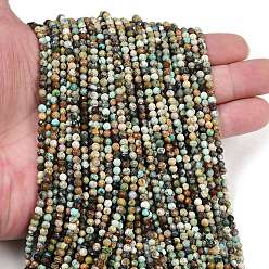 Бирюза из Хубэя Хубэй природных бирюзовый бисер нитей, граненые, круглые, 3 мм, отверстие : 0.6 мм, около 124~127 шт / нитка, 14.65~15.04 дюйм (37.2~38.2 см)