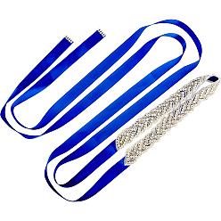 Blue Alloy Rhinstone Chain Belt, Waist Belt for Shirt Dress Overcoat, Blue, 2780~2800x28x4mm