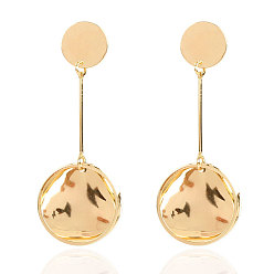 Плоский Круглый Серьги из сплава, золотые, плоско-круглые, 80x30 мм