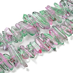 Светло-серый Натуральные окрашенные кварцевые нити, Двухцветный цвет, чип, светло-серый, 14~25x3~8x3~8 мм, отверстие : 1 мм, около 89 шт / нитка, 15.94'' (40.5 см)