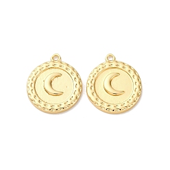 Луна Латунные подвески, без кадмия, без никеля и без свинца, реальный 18 k позолоченный, луна, 15.5x13.5x1.5 мм, отверстие : 1 мм